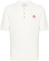 Casablancabrand - Neutral Logo-appliqué Bouclé Polo Shirt - Lyst