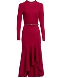 Elie Saab - Belted Tiered Midi Dress - Lyst