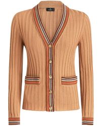 Etro - Ribbed-Knit V-Neck Cardigan - Lyst