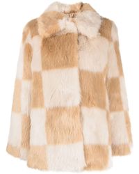 Stand Studio - Faux-fur Checked Jacket - Lyst