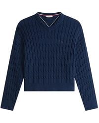 Tommy Hilfiger - Cable-Knit V-Neck Sweater - Lyst