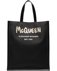 McQueen - Graffiti Logo Printed Tote Bag - Lyst