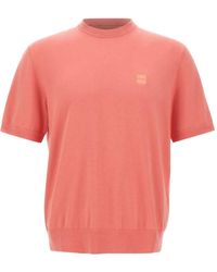 BOSS - Pull Manches Courtes À Patch Logo - Lyst