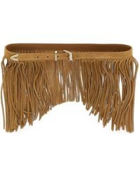 Pinko - Suede Belt With Fringing And Jewel Details, 1.7 Cm - Lyst