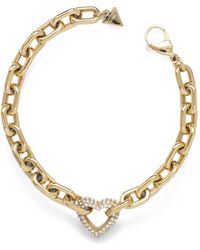 Guess - Beloved Heart-Charm Cable-Link Bracelet - Lyst