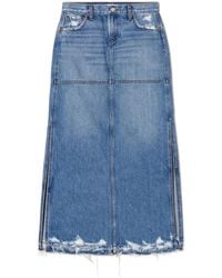 RE/DONE - Split Mid Waist Denim Rok - Lyst