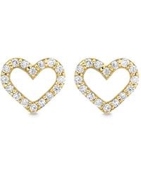 Sydney Evan - 14K Open Heart Diamond Stud Earrings - Lyst
