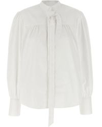 Prada - Blouse Met Ruches En Strik - Lyst