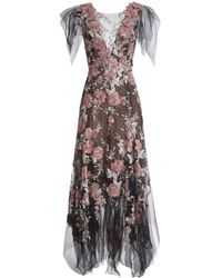 Marchesa - Floral-pattern V-neck Gown - Lyst