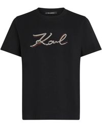 KARL LAGERFELD - Sequin Signature-Embellished T-Shirt - Lyst