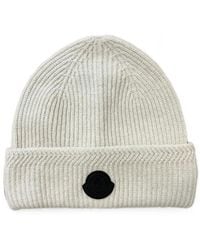Moncler - Logo-Patch Ribbed-Knit Beanie Hat - Lyst