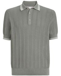 Brunello Cucinelli - Cotton Textured Rib Knit Polo - Lyst