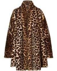 Dolce & Gabbana - Oversized-mantel Aus Faux Fur Mit Leopardenprint - Lyst