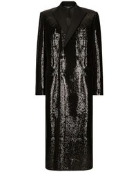Dolce & Gabbana - Sequin-Embellished Double-Breasted Silk-Blend Coat - Lyst