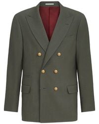 Brunello Cucinelli - Virgin Wool Canvas One-And-A-Half Breasted Deconstructed Blazer With Metal Buttons - Lyst