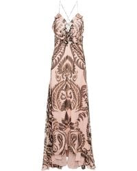 Etro - Long Silk Dress With Graphic Print - Lyst