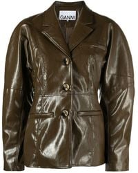Ganni - Faux-leather Single-breasted Jacket - Lyst