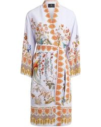 Etro - Flora Fauna-Print Silk Robe - Lyst