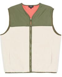 A.P.C. - Fleece-Paneled Zip-Up Vest - Lyst