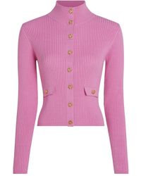 KARL LAGERFELD - Ribbed High-Neck Button Cardigan - Lyst