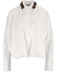Ermanno Scervino - Cropped Embellished Collar Wide Cuff Shirt - Lyst