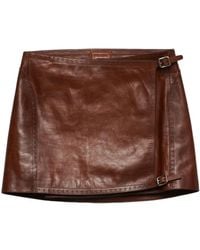 Prada - Leather Mini Skirt - Lyst