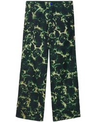 Burberry - Rose-print Coated Canvas Trousers - Lyst