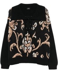 Etro - Intarsia-Knit Lace-Up Sweater - Lyst
