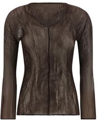 Issey Miyake - Pleated V-Neck Sweater - Lyst