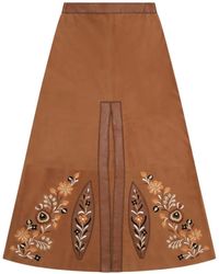 Fortela - Nina Embroidered Leather Skirt - Lyst