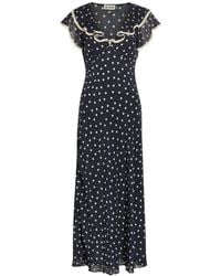 RIXO London - Bethea Polka-Dot Ruffled Maxi Dress - Lyst
