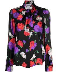 Moschino - Floral-print Silk Blouse - Lyst