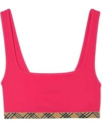 Burberry - Check Trim Bikini Top - Lyst