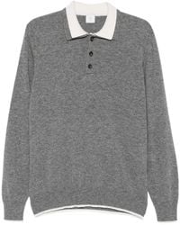 Eleventy - Polo À Col Contrastant Et Manches Longues - Lyst