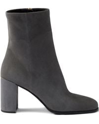 Prada - Bottes En Daim À Talon Épais 85 Mm - Lyst