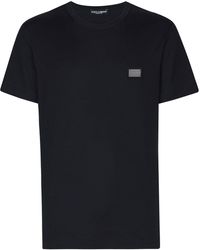 Dolce & Gabbana - T-shirt en coton avec plaquette à logo - Lyst