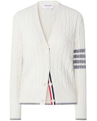 Thom Browne - Cashmere 4-Bar Baby Cable Stitch Cardigan - Lyst