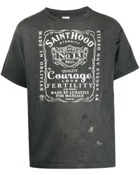 SAINT Mxxxxxx - Ripped-detail Logo-print Cotton T-shirt - Lyst