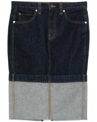 KHAITE - Kilian Two-Tone Denim Midi Skirt - Lyst