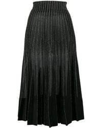 McQueen - Embroidered A-Line Midi Skirt - Lyst