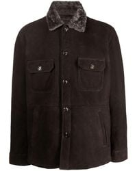 Barba Napoli - Shearling-collar Suede Shirt Jacket - Lyst