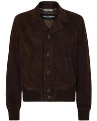 Dolce & Gabbana - Suede Bomber Jacket - Lyst