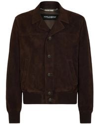 Dolce & Gabbana - Suede Bomber Jacket - Lyst