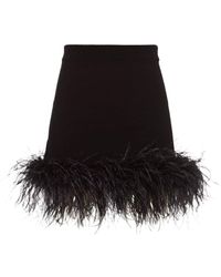 Miu Miu - Feather-trim Cashmere-blend Mini Skirt - Lyst