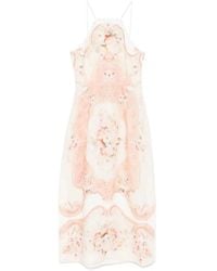 Twinset - Printed Linen Midi Dress - Lyst
