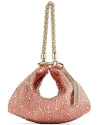 Jimmy Choo - Callie Clutch Aus Satin Mit Grapefruit Und Kristallen - Lyst