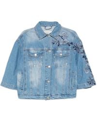 ERMANNO FIRENZE - Floral-Detail Denim Jacket - Lyst