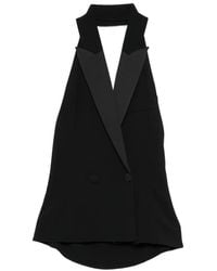 Patrizia Pepe - Tuxedo-Style Satin-Lapel Top - Lyst