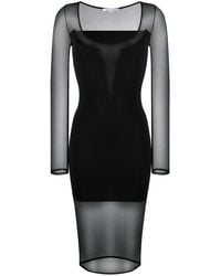 Patrizia Pepe - Sheer-Panelled Midi Dress - Lyst