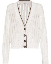 Brunello Cucinelli - Cardigan Con Dettaglio Monili - Lyst